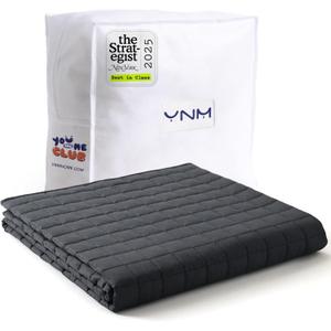 YnM Exclusive Weighted Blanket, Soothing Cotton, Smallest Compartments with Glass Beads, Bed Blanket for One Person of 140lbs, Ideal for Twin/Full/Queen Bed (48x72 Inches, 15 Pounds, Dark Grey)