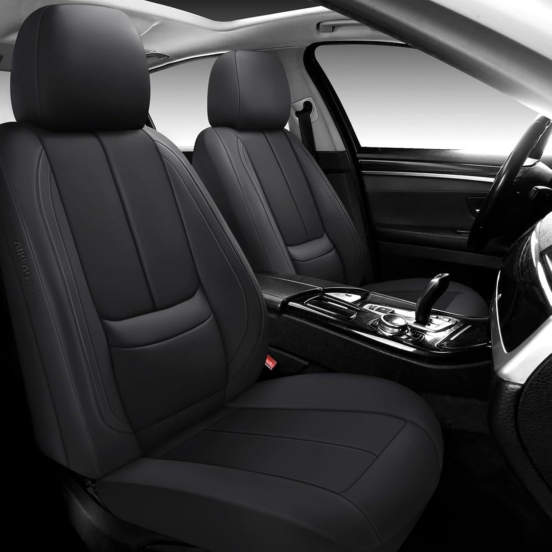 Full Coverage Leather Car Seat Covers Full Set,Waterproof Seat Covers for Cars,SUVs Pick-up Truck, Car Seat Cushion,Car Seat Protector,Black Seat Cover with 5 Seats