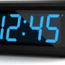 KWANWA Alarm Clock, Digital Clock, Constantly 1.2'' LED Blue Digits Display, Battery Powered, Snooze, Small Wall Clock, Desk Clock, Clock for Bedroom, Alarm Clock for Heavy Sleepers