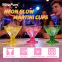 Neon Glow Party Supplies Glow in the Dark Disposable Plastic Martini Glasses - 54 Pack 5oz BPA-Free Cups with Removable Base, Reusable Plastic Martini Glasses for Party, Wedding, Halloween