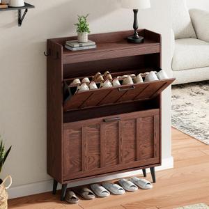 ChooChoo Shoe Storage Cabinet with 2 Flip Drawers, 9.45"D x 31.5"W x 42.9"H
