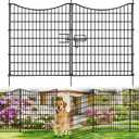 18 Panels No Dig Decorative Fence with Gate, 33 in(H) X 40.5 ft(L) Tall Garden Fence Animal Barrier, Rustproof Metal Wire Edging Border, Temporary Dog Fencing for Outdoor, Yard, Patio