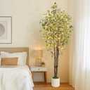 Eucalyptus Trees Artificial Indoor7FT Tall Faux Plants Indoor with White Planter, Green Lifelike Fake Eucalyptus Tree Artificial Plants, Artificial Trees for Home Decor Indoor | Green Lifelike Fake Eucalyptus Tree Artificial Plants, Artificial Trees for Home Decor Indoor