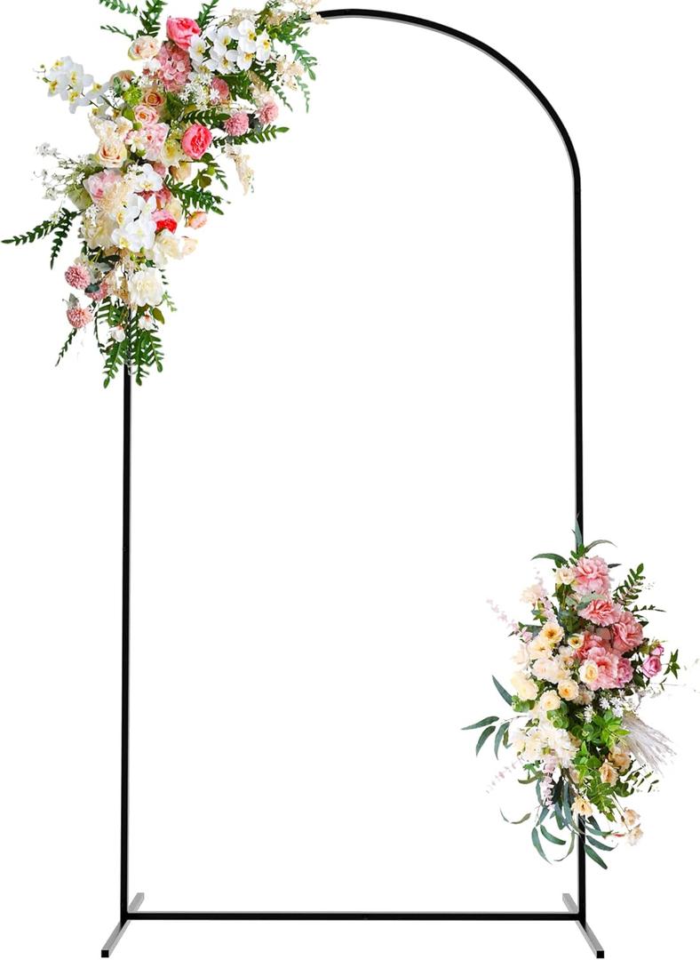 Wokceer Wedding Arch Backdrop Stand, 7.2 FT Square Black Metal Arch Backdrop for Wedding Ceremony Photo Booth, Outdoor Indoor Birthday Party, Garden Floral Balloon Arch Decoration