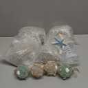 Soulchen Set of 13 Coastal Christmas Tree Decorations Set Coastal Christmas Ball Glass Ornaments Beach Ocean Themed Teal Balls with Starfish Tree Topper Nautical Sea Decor for Holiday Party