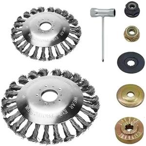 Darohz 6Inch+8Inch Steel Wire Rotary Weed Brush Cutter Trimmer Head for Weed Cutter Eater, Unbreakable Wired Trimmer Blade, Weed Trimmer Eater Head with Adapter Kits for Moss Grass Rust Removal Only 6 details
