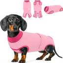 Queenmore Recovery Suit for Dogs Breathable Dog Onesie, Pet Surgical Recovery Suit Female Spay E-Collar & Cone Alternative Dog Wound Heal Prevent Licking Pet Surgery Recovery Suit, Pink,M
