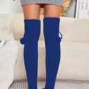 YELAIVP Women's Thigh High Socks - Extra Long Cable Knit Over the Knee Socks and Leg Warmers (923-dark Blue)