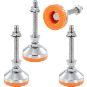 Heavy Duty 2400 lb Capacity Stainless Steel Adjustable Leveling Feet for Shelving,Machinery Devices, Workbench,Furniture,M12 Thread, 2.33inches Dia Base, Anti-Slip Nylon Pad (Orange)