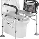 Raised Toilet Seat 400lbs, Toilet Seat Risers for Seniors, Handicap Elevated Toilet Seat with Handles & Padded Seat, Commode Chair with Adjustable Height, for Elderly, Pregnant, Fit Any Toilet