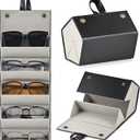 CO-Z Travel Sunglasses Organizer, Foldable Travel Sunglass Case with 5 Slots for Multiple Pairs, Portable Eyeglasses Holder (Black)