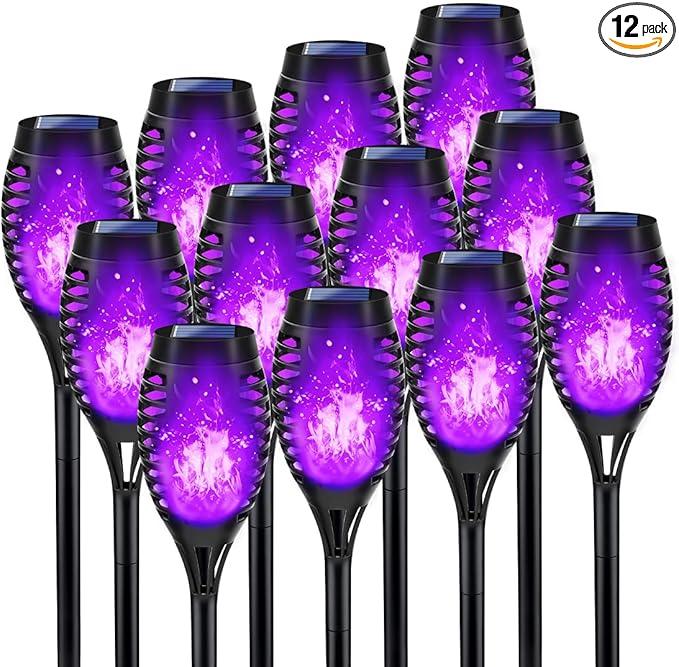 Led Solar Torch Light Control l, Purple,Halloween