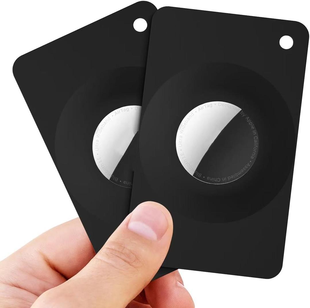 2 Pack Wallet Card Holder for Apple Airtag (Gen1&2), Lightweight GPS Tracker Cover Compatible with Airtag for Wallet, Purse, Handbag, Keys, Clutch Bag (Black/Black)