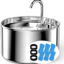 Cat Water Fountain Stainless Steel + 6 Filters + 3 Sponges - Pet Water Fountain 24/7 Keep The Water Fresh 74oz Capacity Ultra-Quiet No Sputter Compact Easy to Clean