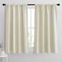 RYB HOME Curtains for Bedroom 63 inches Long, Blackout Thermal Insulating Window Treatment Drapes for Living Room Bathroom Basement Laundry Classroom, W 34 x L 63, Beige, 2 Panels (34"W x 63"L (Pack of 2))