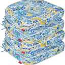 Pcinfuns Outdoor Chair Cushions Set of 4,Thick 19" x 19" x 3" Cushion for Patio Furniture,Round Corner Patio Chair Pads with Ties, Memory Foam Outdoor Seat Cushions,Blue Phoenix