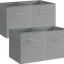 StorageWorks Gray Storage Cubes, 11 Inch Cube Storage Bins with Handle, Cube Storage Organizer Bins for Shelves and Closet, Collapsible Storage Bins, 4-Pack