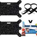 2 Pcs Badge Buddy Pin Holder with Lanyard, Horizontal Black Glitter Acrylic Badge Topper Adapter for Nursing Medical Healthcare, ID Pin Holder for Nurse, Student, Employee (2, Black)