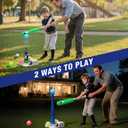QDRAGON 2 in 1 T Ball Sets for Kids 3-5 5-8, Tee Ball Set with Automatic Pitching Machine/Adjustable Batting Bat & Stand/6 Balls, Baseball Toys Outdoor Sport for Toddlers Boys