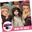 Mini Hats for Crafts 6Pcs Mesh Flower Tiny Top Hats 2.75 Inch Lightweight Doll Hair Accessories for Dollhouse Decoration and Party Dress up