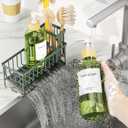 Cisily Sage Green Kitchen Dish Soap Dispenser, 16 fl Oz Dual Kitchen Soap Dispensers with Sponge Holder, Customized Stainless Steel Kitchen Soap Dispenser Set, Modern Hand and Dish Soap Bottle Set