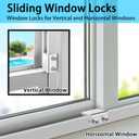 ZRFCXE Window Locks,4 Pack Sliding Window Locks with Key for Vertical & Horizontal Sliding Windows Doors,Easv to Install,Adjustable Security Window Lock for Patio Bedroom Home and Office (Silver)