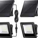 Solar Flood Lights Outdoor 2 Pack, 6500K Cool White