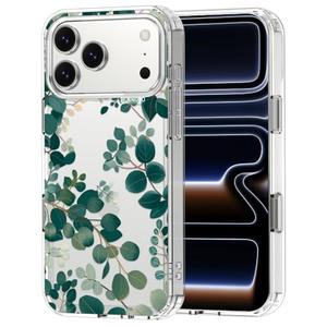 MOSNOVO for iPhone 17 Pro Max Case | Military Grade 6.6ft Drop Tested | Camera Control | Clear with Eucalyptus Design