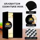 Graduation Party Decorations - Gold & Black The Adventure Begins - Class Of 2026 Grad Guest Book, Signature Board With 6 Photo DIY Sticker, Graduation Gift For Him Her Party Favor & Supplies - A11