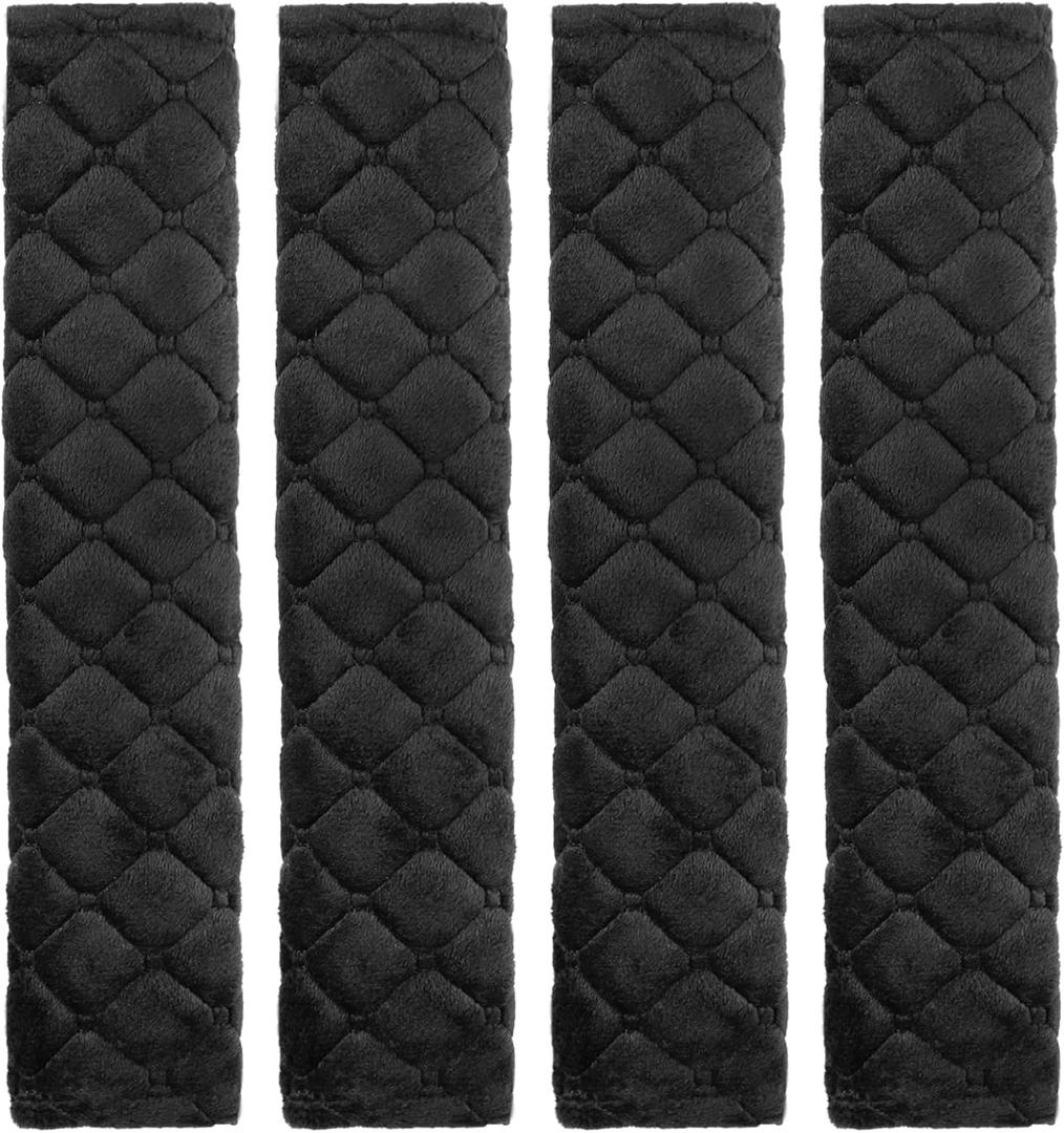 Tatuo 4 Pack Seat Belt Cover Extra Long Seat Belt Pads for Car Soft Comfort Shoulder Strap Covers Harness Pads Helps Protect Your Neck and Shoulder(25.6 Inch,Black)