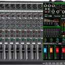 Depusheng MX8 8 Channel Sound Mixer Audio Mixing Console 48V 256DSP Professional USB PC Play Record Podcast Live Broadcast (US MX8)