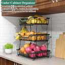 OKZEST 3-Tier Fruit Basket for Kitchen Counter, Wall-Hanging Fruit Bowl and Kitchen Countertop Organizer with 2 Banana Hooks, Fruit Storage Holder for Storing Potato Onion Snack Bread Fruit Vegetable