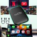 5-in-1 Wireless Carplay Adapter with Netflix YouTube TF Card, Android Auto Wireless Adapter and Apple CarPlay, Plug & Play, Easy Setup, Magic Video Ai Box for OEM Wired Apple Car Play Cars & iPhone (Brown)