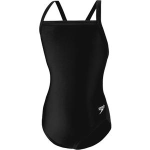 Speedo Girl's Swimsuit One Piece PowerFlex Flyback Solid Youth Team Colors (22, New Black)