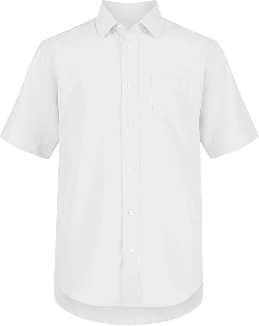 Nautica Boys' Short Sleeve Oxford Shirt (White, XS)