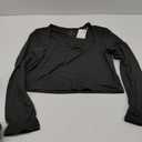 REORIA Women's Basic Sexy Square Neck Long Sleeve Y2K Going Out T Shirt Crop Top XXL