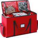 2-In-1 Christmas Decoration Ornament Organizer Box Movable Pallet Santas Bags Ornament Storage Containers, Holds 73 Holiday Ornaments, Adjustable Space For Figurines And Pockets For Decoration