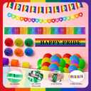226 Pcs Rainbow Pride Parade Float Decorations Kit Gay Pride Pleated Decor | Paper Foil Fringe Curtains Tinsel Garland Streamer Love is Love Banner LGBTQ Balloon for Trailer Car Truck Golf Party Decor