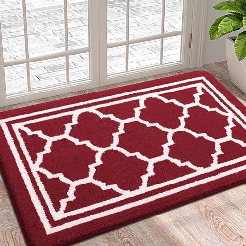 Buganda Indoor Door Mat, Dirt-Resistant and Absorbent Doormat, Anti-Slip, Low Profile Floor Mats for Inside Entryway, Front, and Back Door Entrance (36x24 Inches, Burgundy)
