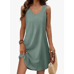 Aokosor Womens Summer Dresses 2025 Loose V Neck Sleeveless Dress Sundresses Swimsuit Coverup M