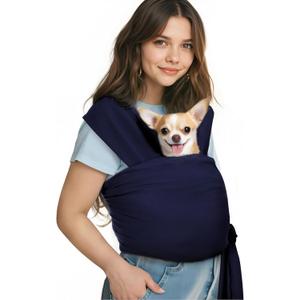 Pawaboo Pet Sling Carrier, Hands Free Dog Carrier Sling for Small Dogs and Cats, Puppy Kitten Pouch Soft Cotton Front Facing Cat Carriers Papoose, Reduce Back Neck Pain, Navy Blue
