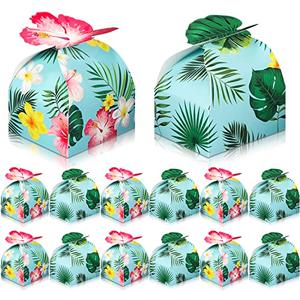 Gerrii 19  Pack Tropical Gift Boxes Luau Hawaiian Party Favor Boxes for Goodie Gift Treat Candy Hawaiian Luau Party Favors Goodie Treat Bags Palm Leaves Tropical Summer Aloha Birthday Decor Supplies
