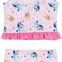 Bluey Big Girls UPF 50+ Peplum Tankini Top and Bikini Bottom Swim Set Pink 10-12