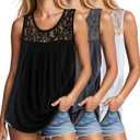 Zoooyawn 3 Pack Women's Plus Size Lace Tank Tops Curved Hem Sleeveless Loose Fit