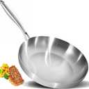 LOLYKITCH 12 Inch Tri-Ply Stainless Steel Frying Pan,Skillet,Induction Cooking Pan,Dishwasher and Oven Safe,Heavy Duty and Detachable Handle.