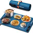 Food Warming Mat, Silicone Heating Tray with 7 Temperature Settings, Quick Full Surface Heating Pad, Thermochromic Line, Kids Lock, Electric Warming Tray for Buffets Party