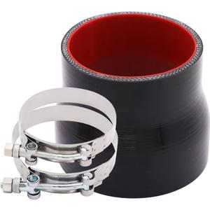 Straight ID 3 to 3.5 inch Black Silicone Reducer Coupler with 2 T-Bolt Clamps 4 Layers of Polyester Reinforcement Suitable High Level Turbo Pipe