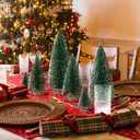 6pcs Mini Christmas Trees Decorations Small Bottle Brush Trees,Artificial Tabletop Christmas Tree for Indoor Outdoor Home Room Party Gift (Green)