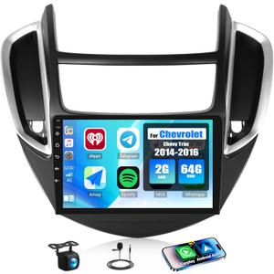 2G+64G Car Radio for Chevrolet Chevy Trax 2014-2016 with Wireless Carplay Android Auto,9 Touchscreen Android 15 Car Stereo with Mirror Link WiFi/GPS Navigation Bluetooth FM/RDS SWC+Rear Camera