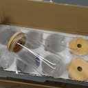 SENTVEND 16 Oz Drinking Glasses with Bamboo Lids and Glass Straw - 3 Pcs Glass Cups Beer Ice Coffee Glasses Cute Aesthetic Cup Great for Coffee Bar Accessories Include 2 Cleaning Brushes